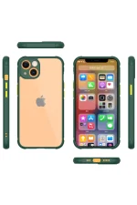 Newface iPhone 13 Mini Kılıf Miami Şeffaf Silikon - Koyu Yeşil - Görsel 2