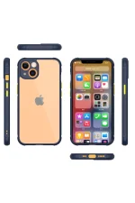 Newface iPhone 13 Mini Kılıf Miami Şeffaf Silikon - Lacivert - Görsel 2