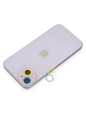 Newface iPhone 13 Mini Renkli Kamera Lens Koruma Cam - Sarı-Mavi