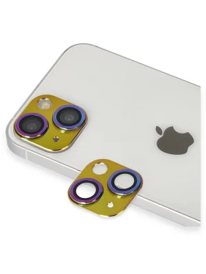 Newface iPhone 13 Pers Alüminyum Kamera Lens - Rainbow