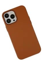 Newface iPhone 13 Pro Kılıf Asya Deri Silikon - Kahverengi - Görsel 3