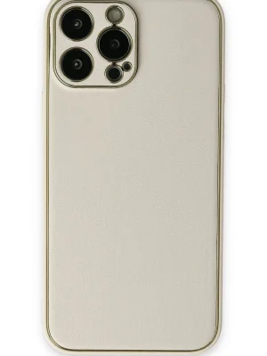 Newface iPhone 13 Pro Kılıf Coco Deri Silikon Kapak - Beyaz