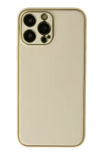 Newface iPhone 13 Pro Kılıf Coco Deri Silikon Kapak - Gold