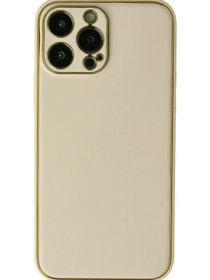 Newface iPhone 13 Pro Kılıf Coco Deri Silikon Kapak - Gold