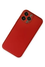 Newface iPhone 13 Pro Kılıf Coco Deri Silikon Kapak - Kırmızı - Görsel 2