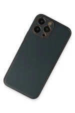 Newface iPhone 13 Pro Kılıf Coco Deri Silikon Kapak - Mavi - Görsel 2