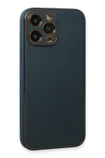 Newface iPhone 13 Pro Kılıf Coco Deri Silikon Kapak - Mavi - Görsel 3