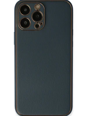 Newface iPhone 13 Pro Kılıf Coco Deri Silikon Kapak - Mavi