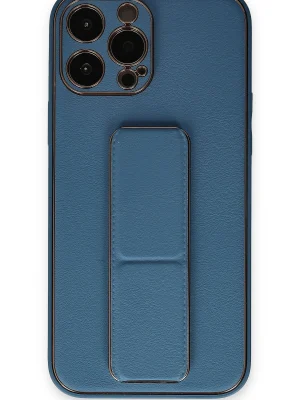Newface iPhone 13 Pro Kılıf Coco Deri Standlı Kapak - Açık Mavi