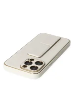 Newface iPhone 13 Pro Kılıf Coco Deri Standlı Kapak - Beyaz - Görsel 4