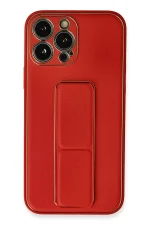 Newface iPhone 13 Pro Kılıf Coco Deri Standlı Kapak - Kırmızı