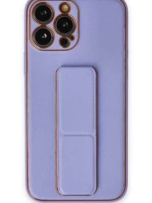 Newface iPhone 13 Pro Kılıf Coco Deri Standlı Kapak - Koyu Lila