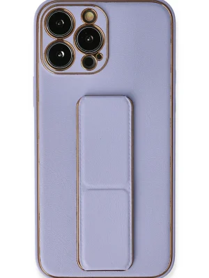 Newface iPhone 13 Pro Kılıf Coco Deri Standlı Kapak - Lila