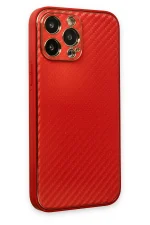 Newface iPhone 13 Pro Kılıf Coco Karbon Silikon - Kırmızı - Görsel 3