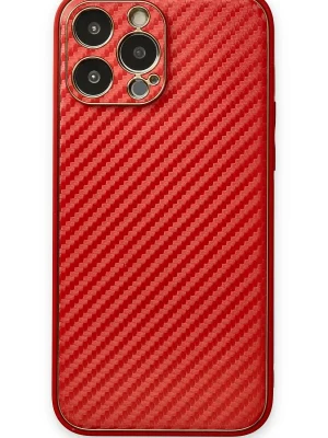Newface iPhone 13 Pro Kılıf Coco Karbon Silikon - Kırmızı