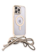 Newface iPhone 13 Pro Kılıf Divo Lazer Askılı Magsafe Kapak - Gold - Görsel 2