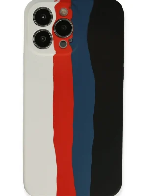 Newface iPhone 13 Pro Kılıf Ebruli Lansman Silikon - Beyaz-Siyah