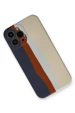 Newface iPhone 13 Pro Kılıf Ebruli Lansman Silikon - Lacivert-Krem - Görsel 2