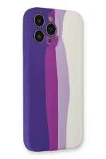 Newface iPhone 13 Pro Kılıf Ebruli Lansman Silikon - Mor-Beyaz - Görsel 3