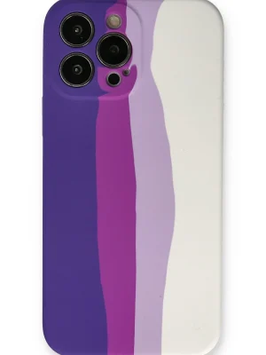 Newface iPhone 13 Pro Kılıf Ebruli Lansman Silikon - Mor-Beyaz