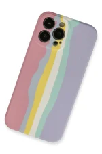 Newface iPhone 13 Pro Kılıf Ebruli Lansman Silikon - Pembe-Lila - Görsel 2