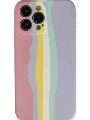 Newface iPhone 13 Pro Kılıf Ebruli Lansman Silikon - Pembe-Lila