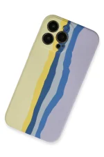 Newface iPhone 13 Pro Kılıf Ebruli Lansman Silikon - Sarı-Lila - Görsel 2