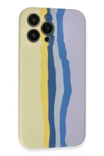 Newface iPhone 13 Pro Kılıf Ebruli Lansman Silikon - Sarı-Lila - Görsel 3