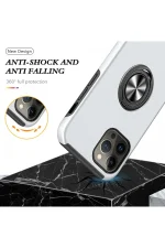 Newface iPhone 13 Pro Kılıf Elit Yüzüklü Kapak - Gümüş - Görsel 6