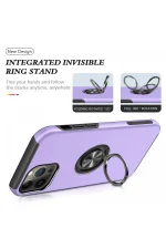 Newface iPhone 13 Pro Kılıf Elit Yüzüklü Kapak - Mor - Görsel 3