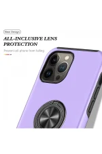 Newface iPhone 13 Pro Kılıf Elit Yüzüklü Kapak - Mor - Görsel 4