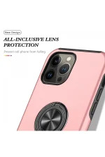 Newface iPhone 13 Pro Kılıf Elit Yüzüklü Kapak - Pembe - Görsel 4