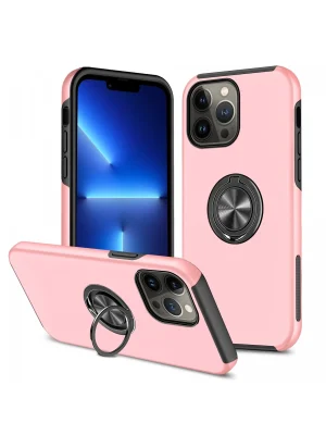 Newface iPhone 13 Pro Kılıf Elit Yüzüklü Kapak - Pembe