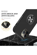 Newface iPhone 13 Pro Kılıf Elit Yüzüklü Kapak - Siyah - Görsel 6