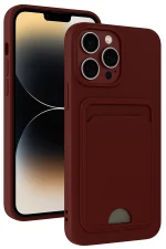 Newface iPhone 13 Pro Kılıf Kelvin Kartvizitli Silikon - Bordo
