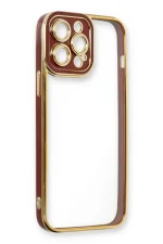 Newface iPhone 13 Pro Kılıf Liva Lens Silikon - Bordo - Görsel 4