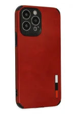 Newface iPhone 13 Pro Kılıf Loop Deri Silikon - Kırmızı - Görsel 2