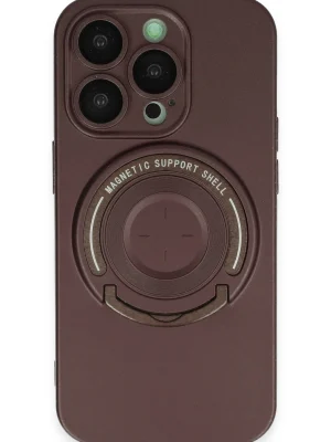 Newface iPhone 13 Pro Kılıf Lukka Magneticsafe Kapak - Kahverengi