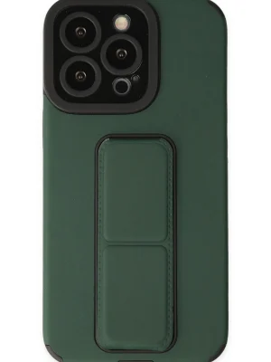Newface iPhone 13 Pro Kılıf Mega Standlı Silikon - Yeşil