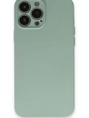 Newface iPhone 13 Pro Kılıf Nano içi Kadife Silikon - Su Yeşili