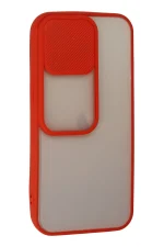 Newface iPhone 13 Pro Kılıf Palm Buzlu Kamera Sürgülü Silikon - Kırmızı - Görsel 2