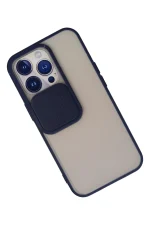 Newface iPhone 13 Pro Kılıf Palm Buzlu Kamera Sürgülü Silikon - Lacivert - Görsel 3