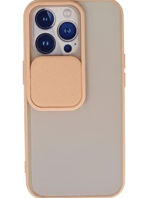 Newface iPhone 13 Pro Kılıf Palm Buzlu Kamera Sürgülü Silikon - Pembe