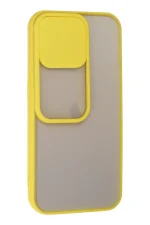 Newface iPhone 13 Pro Kılıf Palm Buzlu Kamera Sürgülü Silikon - Sarı - Görsel 2