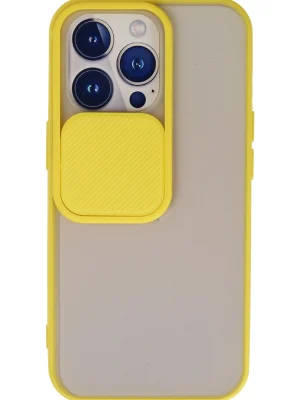 Newface iPhone 13 Pro Kılıf Palm Buzlu Kamera Sürgülü Silikon - Sarı