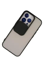 Newface iPhone 13 Pro Kılıf Palm Buzlu Kamera Sürgülü Silikon - Siyah - Görsel 3