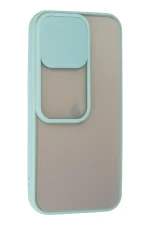 Newface iPhone 13 Pro Kılıf Palm Buzlu Kamera Sürgülü Silikon - Turkuaz - Görsel 2