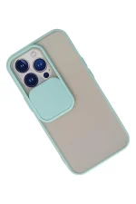 Newface iPhone 13 Pro Kılıf Palm Buzlu Kamera Sürgülü Silikon - Turkuaz - Görsel 3