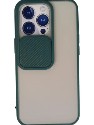 Newface iPhone 13 Pro Kılıf Palm Buzlu Kamera Sürgülü Silikon - Yeşil