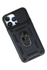 Newface iPhone 13 Pro Kılıf Pars Lens Yüzüklü Silikon - Lacivert - Görsel 3